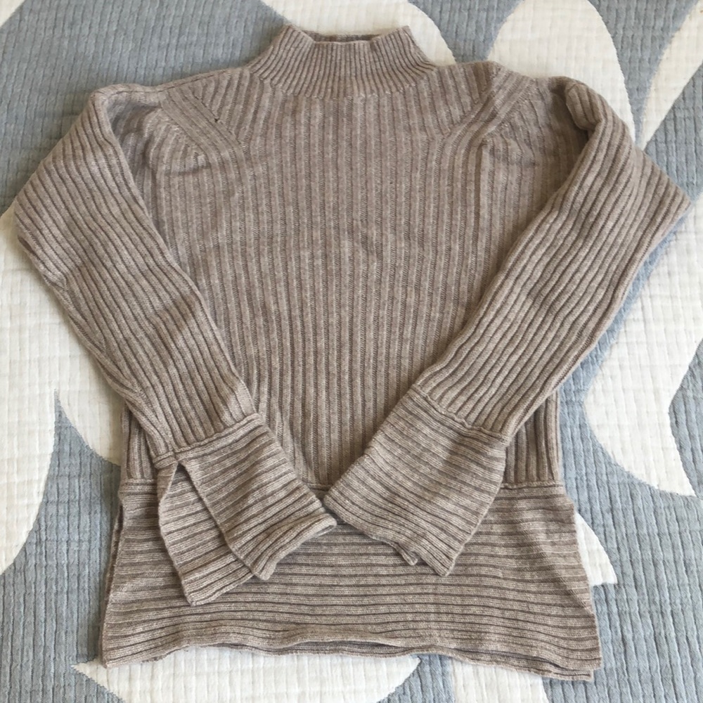 Beige cashmere mock neck sweater